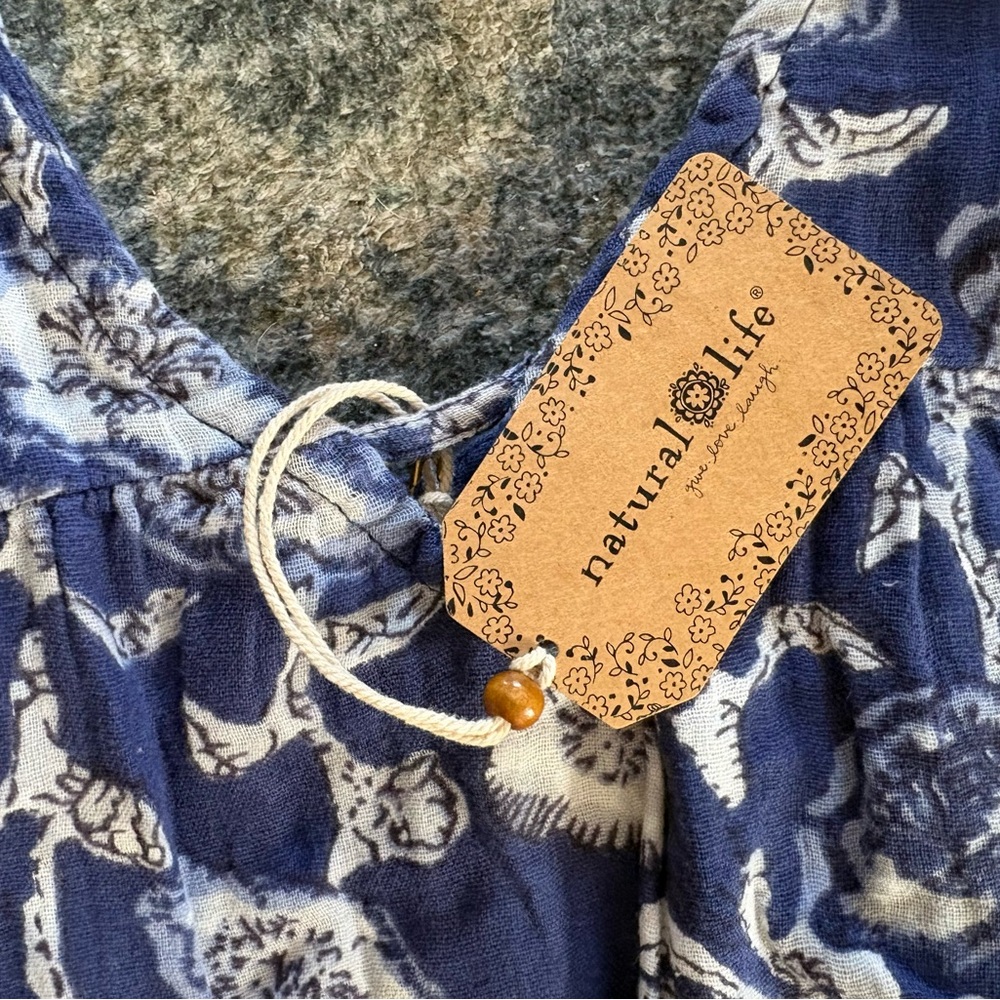 NATURAL LIFE Navy Blue and White Floral Maxi Dress - Picture 3 of 6